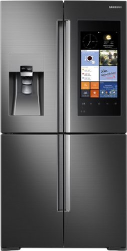  Samsung - Family Hub 22.08 Cu. Ft. Counter-Depth 4-Door Flex Smart French Door Refrigerator - Black Stainless Steel