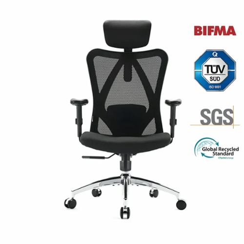 SIHOO - M18 Ergonomic Office Chair, Computer Desk Chair with Adjustable Headrest, High Back Swivel Chair for Home Office - Black-Front_Standard 