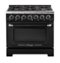 Unique Appliances - 36 in. Wide 6 Burner Classic Retro 5.2 Cu. Ft. Freestanding Gas Convection Range - Midnight Black-Front_Standard
