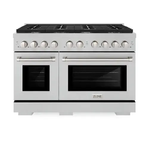 Front. ZLINE - ZLINE 48 in. Paramount Double Oven Gas Range with 8 Burners (SGRS-48) - Stainless Steel.