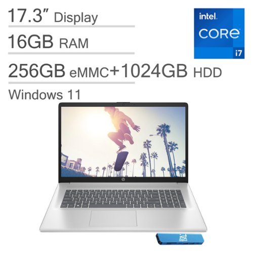 HP - 17 17.3" FHD Laptop - Intel Core i7 with 16GB Memory - 256GB SSD+1TB HDD - Windows 11 Home - Silver-Front_Standard 