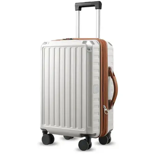 Front. LUGGEX - LUGGEX 20Inch Carry On PC Expandable Hard Shell Spinner Suitcase , Silver White - White.