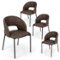 Costway - Dining Chair Set of 4 with High-density Sponge Cushion Sturdy X-shaped Frame - Brown-Front_Standard