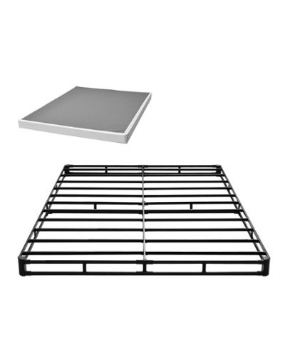 VEVOR - Box Spring, Queen Size Bed Frame with Washable Fabric Cloth, Heavy Duty Metal Frame, 4 in Mattress Foundation - Gray;White-Front_Standard 