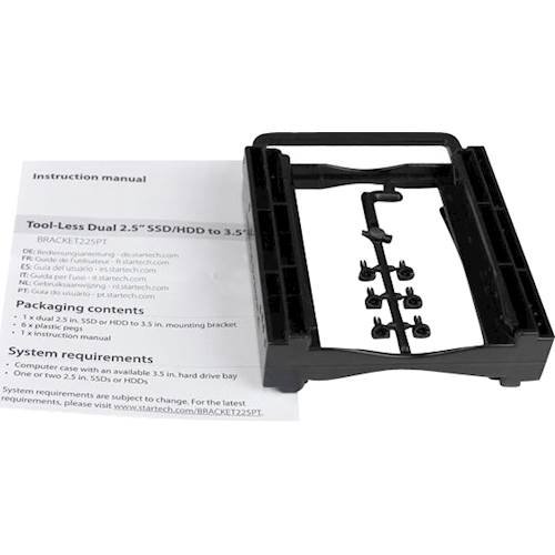 StarTech.com Dual 2.5 SSD/HDD Mounting Bracket for 3.5” Drive Bay - Black GLOBAL SHIPPING