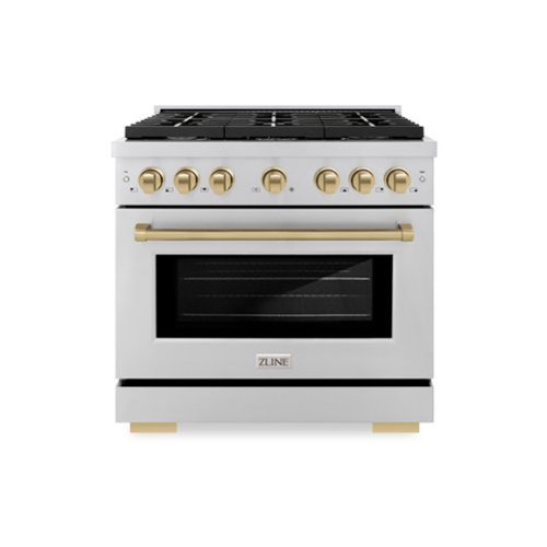 ZLINE - Autograph 36 in. 5.2 cu. ft. Freestanding Paramount Gas Range with 6 Gas Burners in Stainless Steel and Bronze Accents - Stainless Steel-Front_Standard 