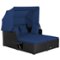 Costway - Patio Rattan Daybed Lounge Retractable Top Canopy Side Tables Cushions - Navy-Front_Standard