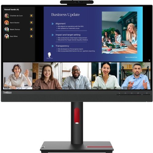 Lenovo - ThinkVision T24v-30 24&quot; Class Webcam Full HD LED Monitor - 16:9 - 23.8&quot; Viewable - In-plane - Raven Black