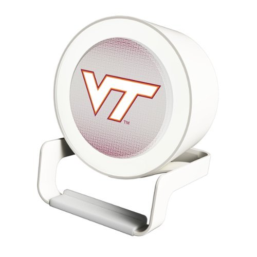 Keyscaper - Virginia Tech Hokies Linen Print Nightlight Charger & Bluetooth Speaker - White-Front_Standard 