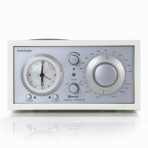 Tivoli Audio - Model Three AM/FM Bluetooth Clock Radio with USB Charging Ports - Silver/White-Front_Standard 