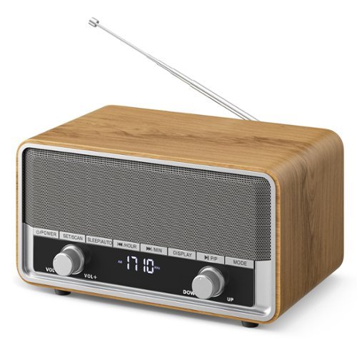Dazzed Corner - Digital Clock Radio, Retro AM/FM Radio with Bluetooth Speaker - Wood-Front_Standard 
