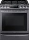 Samsung - 5.8 Cu. Ft. Self-Cleaning Fingerprint Resistant Slide-In Gas Convection Range - Black Stainless Steel-Front_Standard