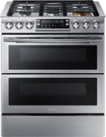 Samsung - Flex Duo™ 5.8 Cu. Ft. Self-Cleaning Slide-In Gas Convection Range - Stainless steel - Front_Standard