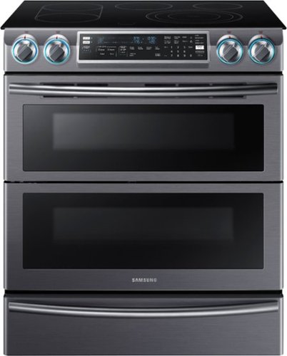  Samsung - 5.8 Cu. Ft. Electric Flex Duo Self-Cleaning Fingerprint Resistant Slide-In Smart Range with Convection - Black Stainless Steel