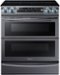 Samsung - 5.8 Cu. Ft. Electric Flex Duo Self-Cleaning Fingerprint Resistant Slide-In Smart Range with Convection - Black Stainless Steel-Front_Standard 
