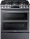 Samsung - Flex Duo™ 5.8 Cu. Ft. Self-Cleaning Fingerprint Resistant Slide-In Gas Convection Range - Black Stainless Steel-Front_Standard
