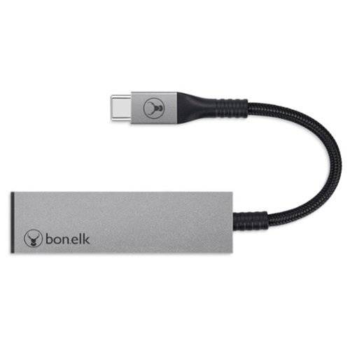 Bonelk - Long-Life USB-C to 2-Port USB 3.0 Slim Hub - Space Grey - Space Gray-Front_Standard 