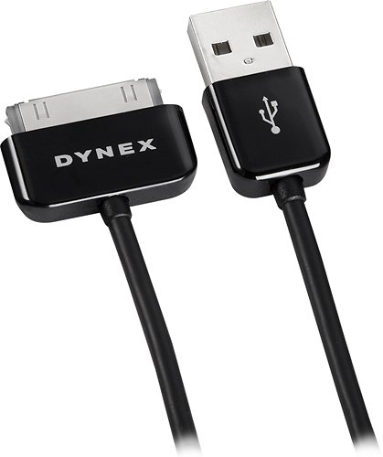 Dynex™ - 3.3' USB 2.0 Type-A-to-Apple® 30-Pin Charge-and-Sync Cable - Black-Front_Standard 