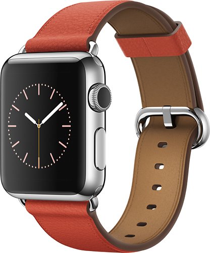  Apple Watch (first-generation) 38mm Stainless Steel Case - Red Classic Buckle Band - Red Classic Buckle Band - (2015)