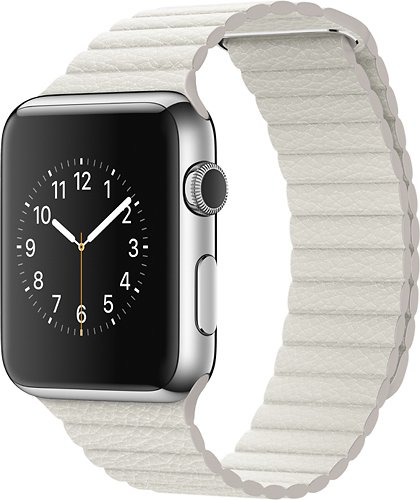  Apple Watch (first-generation) 42mm Stainless Steel Case - White Leather Loop Large Band