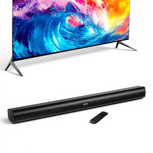 VEVOR - Sound Bar for Smart TV, 2.1 Channel, 35-Inch Compact Soundbar TV Speakers with Built-In Subwoofer for Projector - Black-Front_Standard 