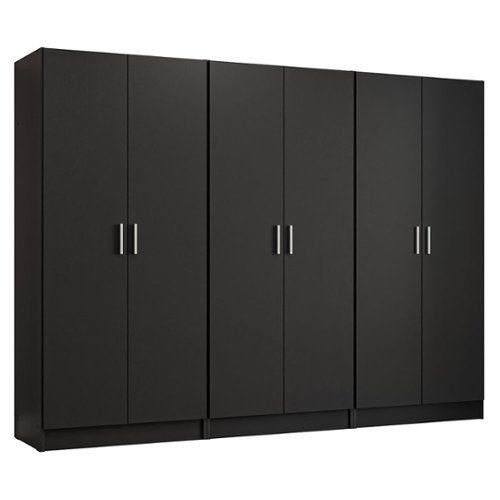 Madesa - 6 Doors Wardrobe with Ample Shelves and Hanging Space 94"L - Black-Front_Standard 