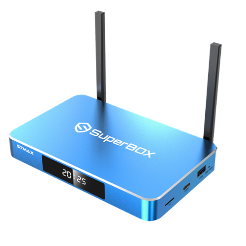 SUPERBOX - S7 - 6K Android TV Box with WiFi 6 & Voice Remote TV Streaming Media Stick Devices - Blue-Front_Standard 