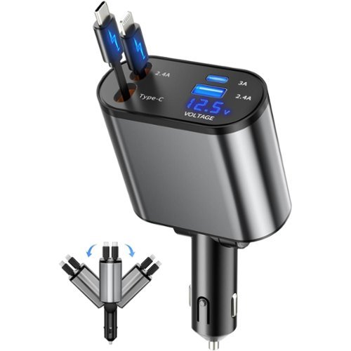 Entronix - 4-in-1 Car Charger Adapter – Dual USB-C & USB-A Multi-Port Fast Charging Hub-Front_Standard 