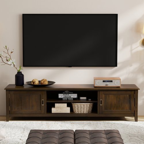 Simpli Home - Burlington SOLID WOOD 72 inch Wide Transitional TV Media Stand - Mahogany Brown-Front_Standard 
