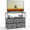 Bestier - 5 Drawer 38 in.W Fabric Storage Tower Dresser Wooden Top Without mirror for Living Room, Closet, Entryway, Nursery - Gray-Front_Standard