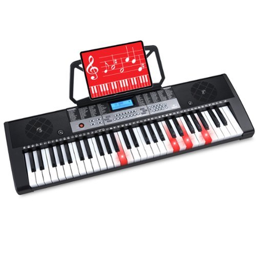 Best Choice Products - 54-Key Beginners Electronic Keyboard Piano Set w/ LCD Screen, Lighted Keys, 3-Teaching Modes - Black-Front_Standard 