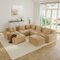 Anysun - V-Shape Corduroy 5-Seat Modular Sectional Sofa - Deep-Seat Couch with 2 Ottomans, Pearl Piping, Tufted, No Assembly - Camel-Front_Standard
