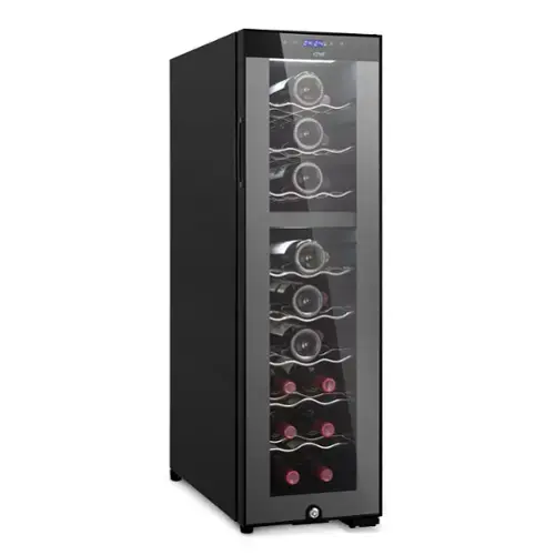Front. NutriChef - NutriChef PKCWCDS245 24 Bottle Fridge | Dual Zone - White.
