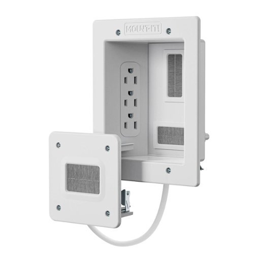 Mount-It! - Sleek In-Wall TV Cable Concealer with Recessed Power, Triple-Outlet & 9-Ft Prewired Cord for Clean Setup - White-Front_Standard 
