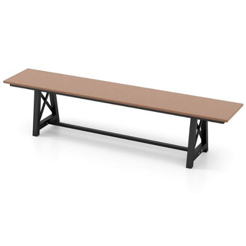 Costway 1 PCS Patio 72 " Extra Long Bench Outdoor Long Chair for 4 Weatherproof HDPE Seat - Brown + Black