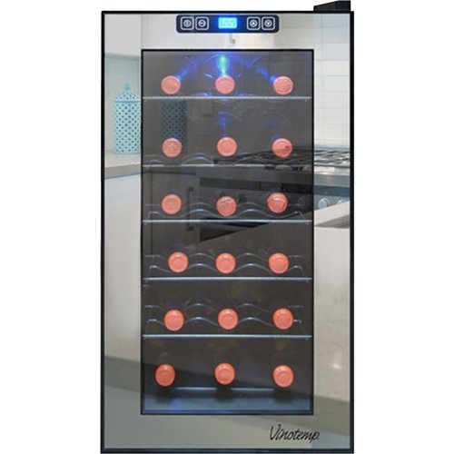  Vinotemp - Eco Series Mirrored 18-Bottle Wine Cooler - Stainless Steel