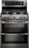 LG - 6.9 Cu. Ft. Self-Cleaning Freestanding Double Oven Gas Range with ProBake Convection - Black Stainless Steel-Front_Standard