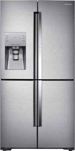  Samsung - 22.1 Cu. Ft. 4-Door Flex French Door Counter-Depth Fingerprint Resistant Refrigerator with Food ShowCase - Stainless Steel