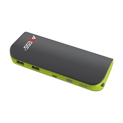 AXXESS - 10400mAh Power Bank - Gray with Green Trim-Front_Standard 