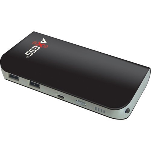 AXXESS - 13,200mAh Power Bank - Black with Gray Trim-Front_Standard 