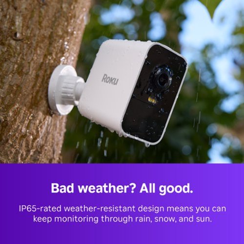 Roku Battery Camera for Easy Home Monitoring – 1080p HD, Rechargeable, Weather-Resistant, Spotlight, Wi-Fi 6 - White WHERE TO BUY