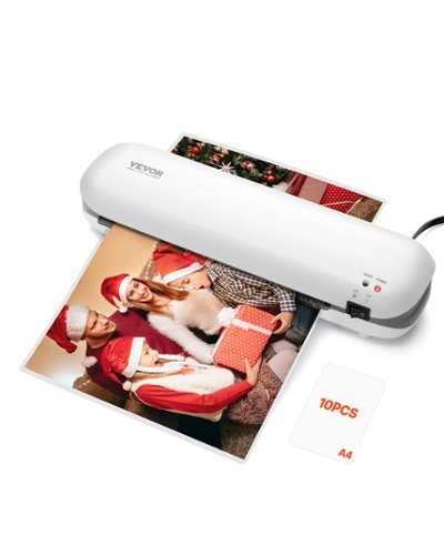 VEVOR - Laminator Machine, Thermal Laminator for Max A4 Paper Size, 3-4 min Quick Warm Portable Laminator, 3-5 mil Thickness - White-Front_Standard 