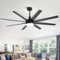 Breezary - 65-Inch Ceiling Fan with 8 ABS Blades, 6-Speed DC Motor, Remote Control with Timer, 2 Downrods, Light/No-Light Options - Black (With Light)-Front_Standard