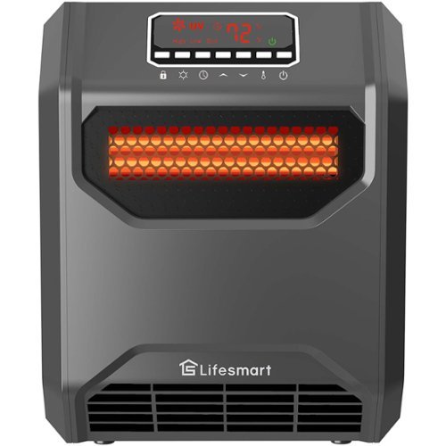 Lifesmart - 6-Element Infrared Heater with Front Intake Vent and UV Light - Black-Front_Standard 