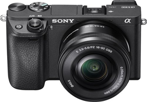  Sony - Alpha a6300 Mirrorless Camera with E PZ 16–50 mm F3.5–5.6 OSS Lens - Black