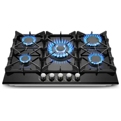 Front. COWLOWN - 30 Inch 5-Burner Gas Cooktop Built-in Stainless Steel Hob High Efficiency Dual Fuel Thermocouple Protection - Silver.