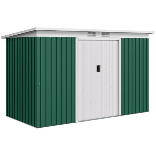 Outsunny - x 4' Metal Outdoor Storage Shed, Tool House with Double Lockable Doors for Backyard, Patio, Lawn, Garage-Front_Standard 