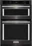 Front. KitchenAid - 30" Single Electric Convection Wall Oven with Built-In Microwave - Black Stainless Steel.