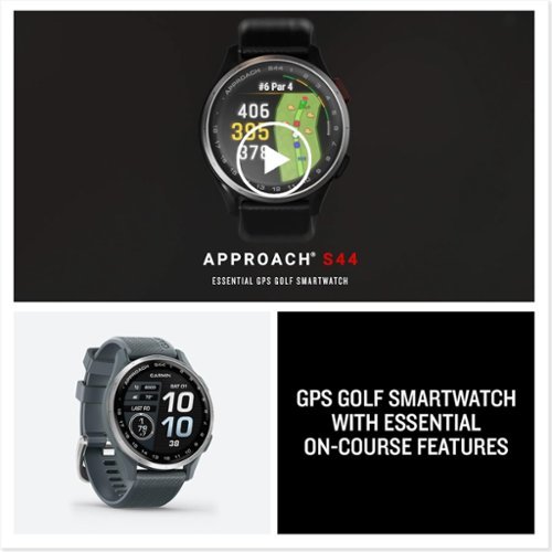 Garmin Approach S44 GPS Golf Smartwatch Black AMOLED Bundle Silver