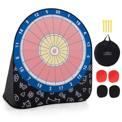 Costway Large Dart Board for Kids with 4 Kick Balls, Carrying Bag Giant Outdoor Kick Black - Black BUY IN EUROPE